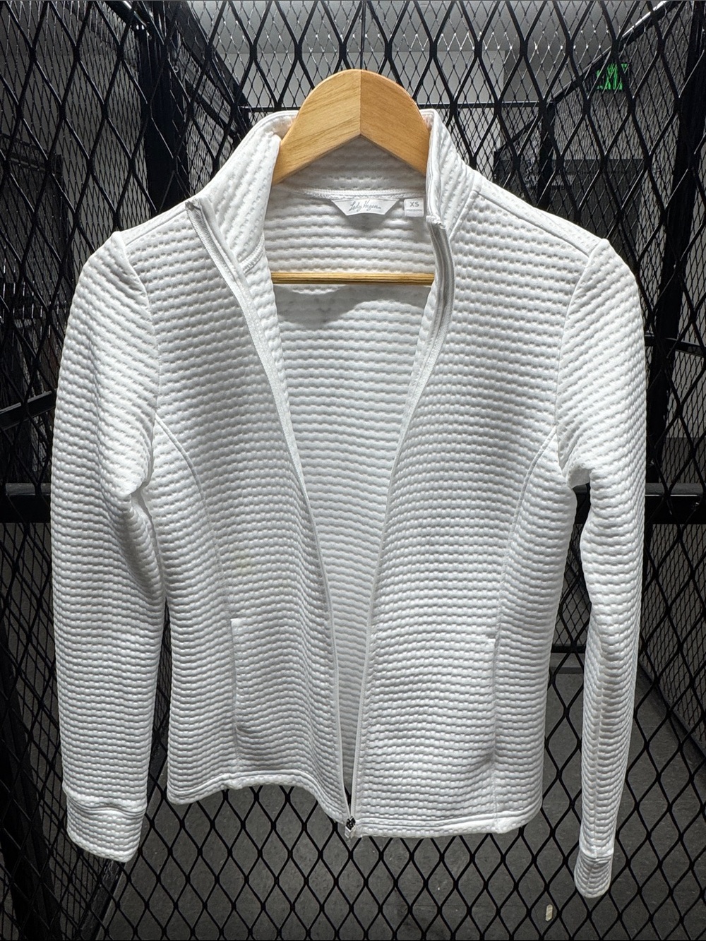 Lady Hagen White Textured Zip Cardigan